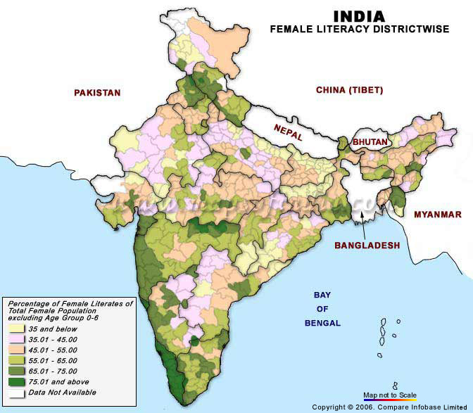 District Wise Felame Literacy Rate of India