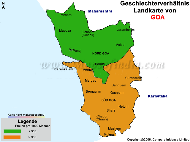 Geschlechterverh�ltnis Landkarte von Goa