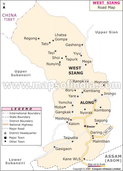 Road Map of West Siang