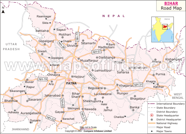 Road Network Map of Bihar