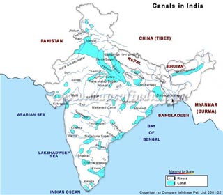 canals map of India