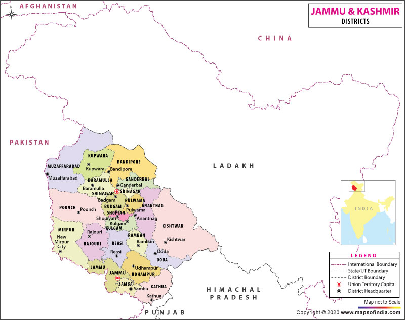 Jammu and Kashmir District Map