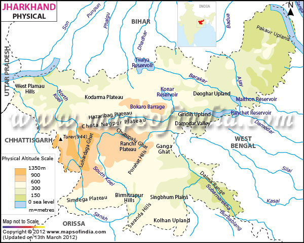 Physical Map of Jharkhand