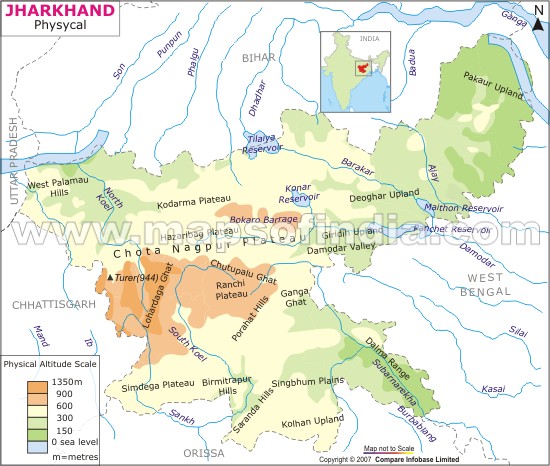 Jharkhand Physical Map