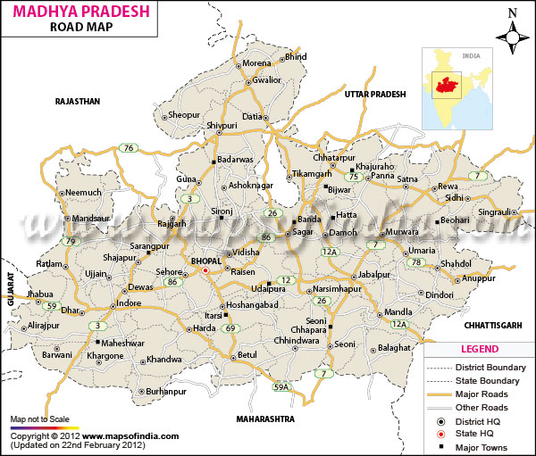Road Map of Madhya Pradesh