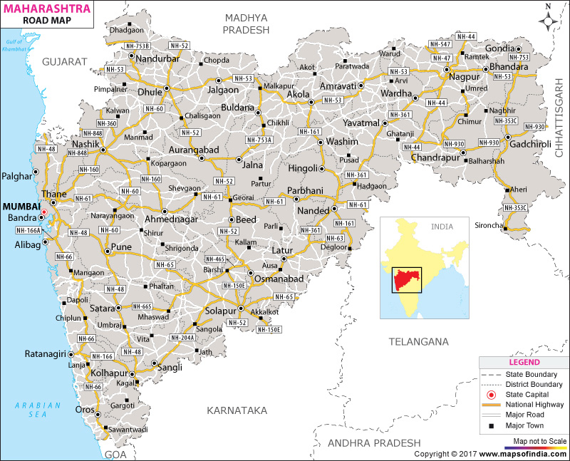 Road Network Map of Maharashtra