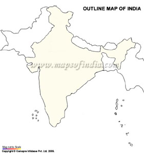World  India on Blank Political World Outline