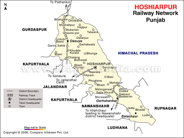Railway Network Map of Hoshiarpur
