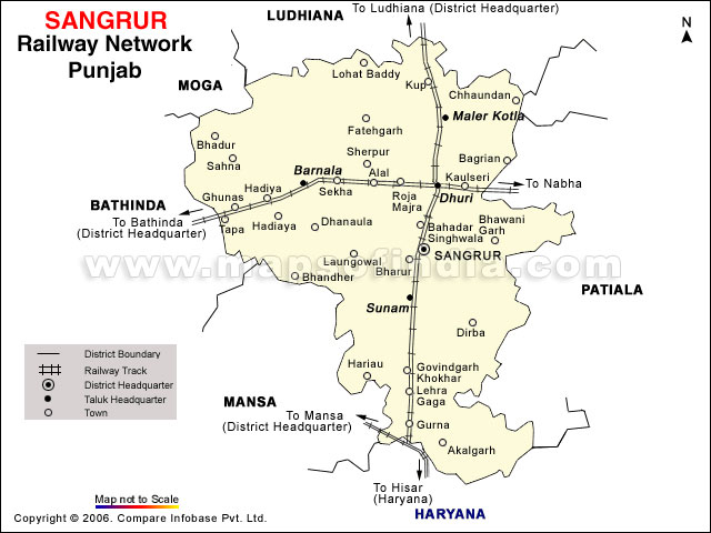 Railway Network Map of Sangrur
