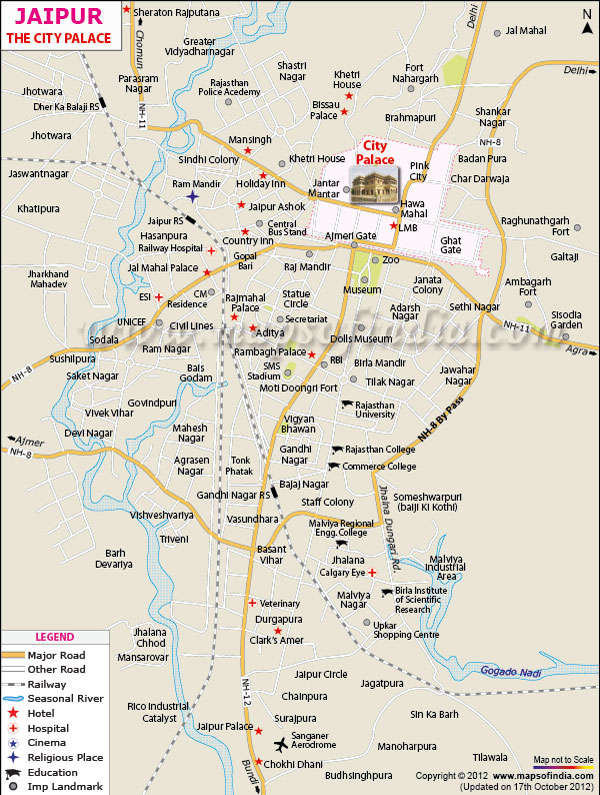Location Map of City Palace Jaipur
