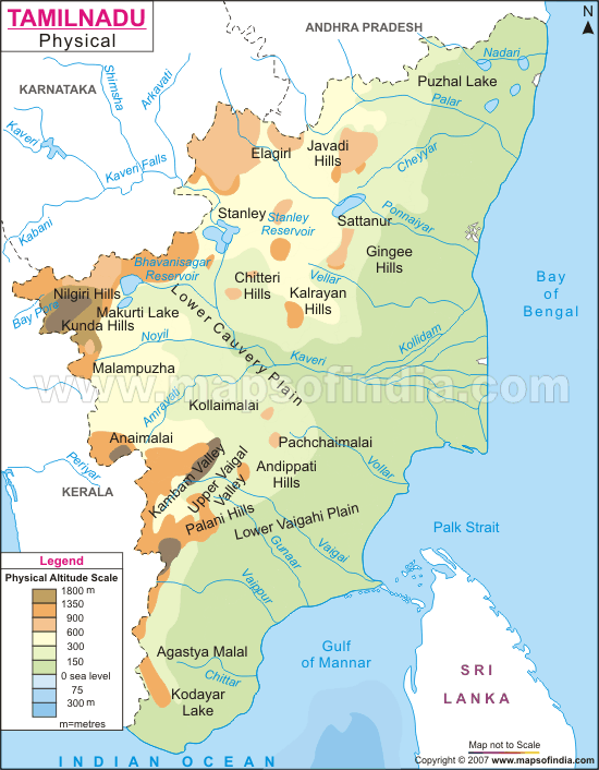 Tamilnadu Physical Map