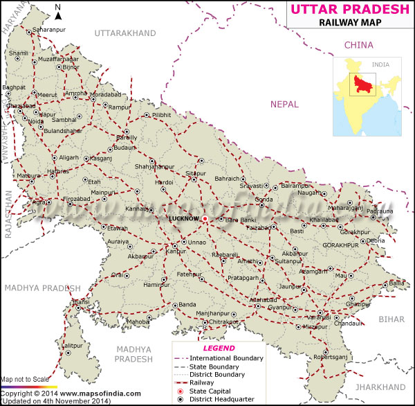 Railway Map of Uttar Pradesh