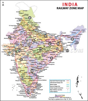 Railway Zonal Map India