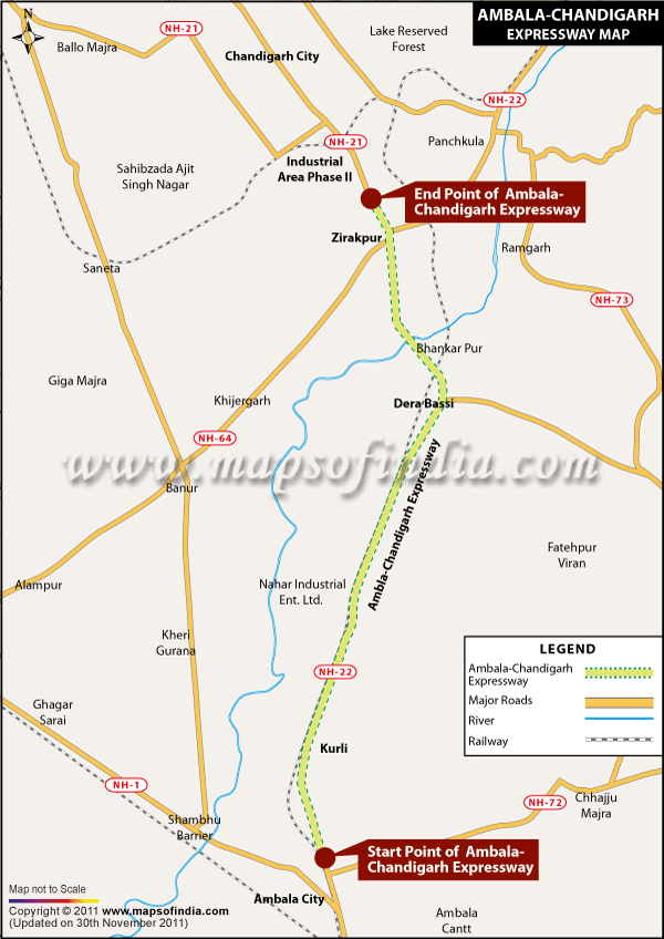 Map of Ambala Chandigarh Expressway
