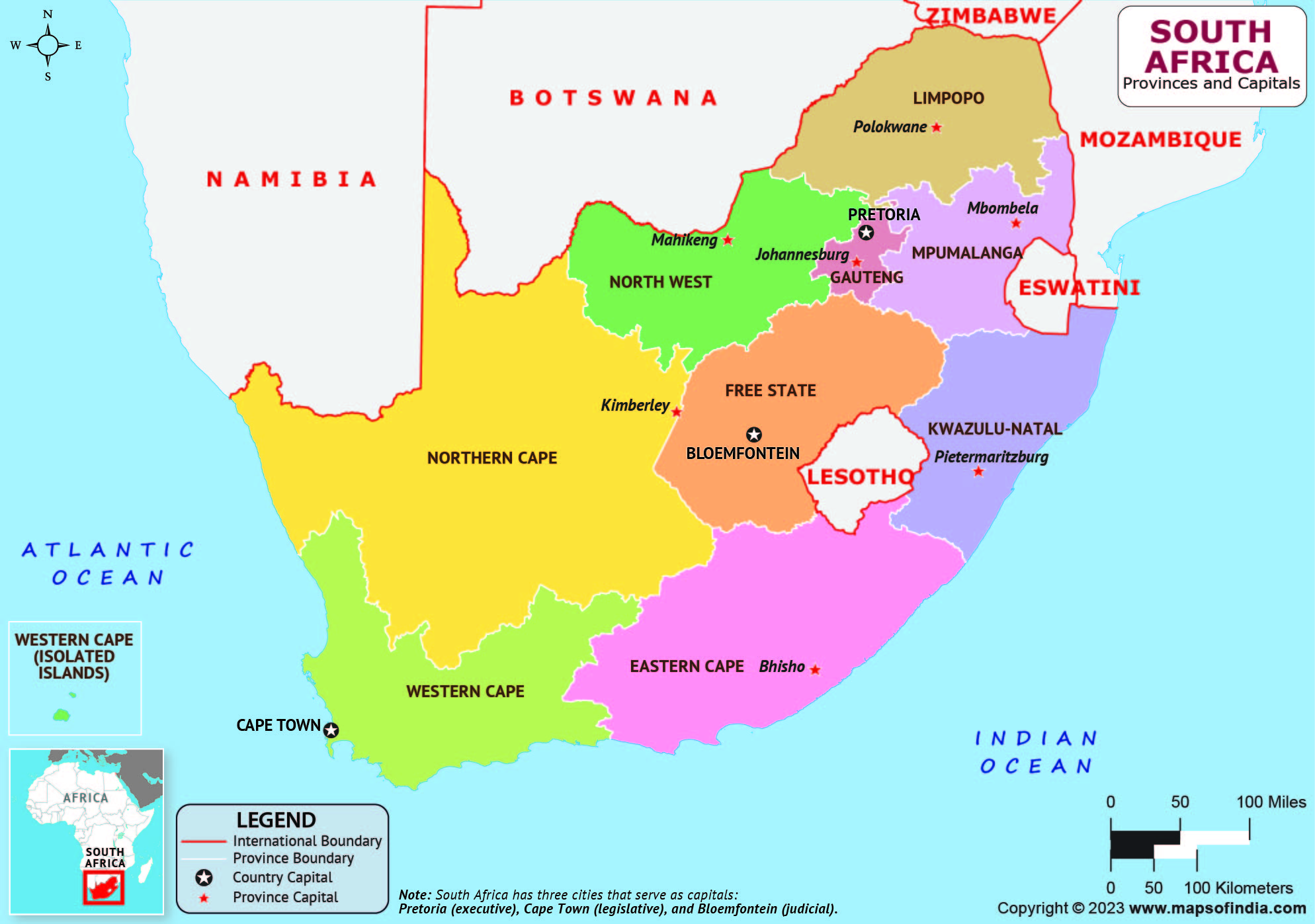 South Africa Provinces And Capitals List And Map List Of Provinces