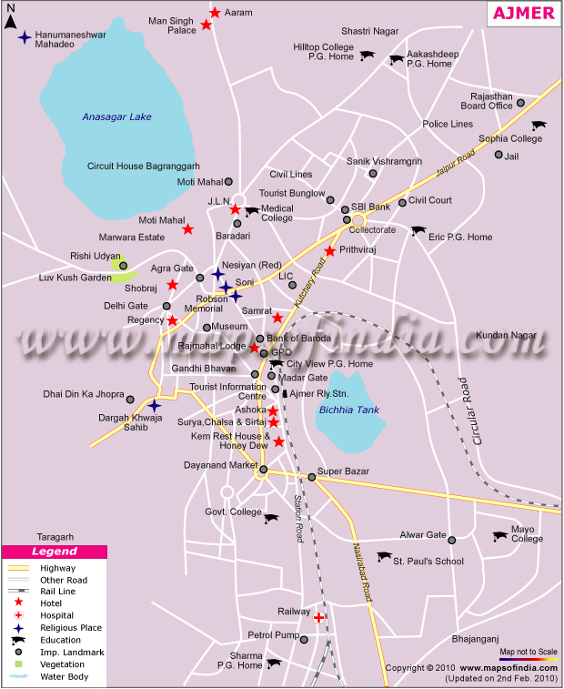 ajmer tourist places map