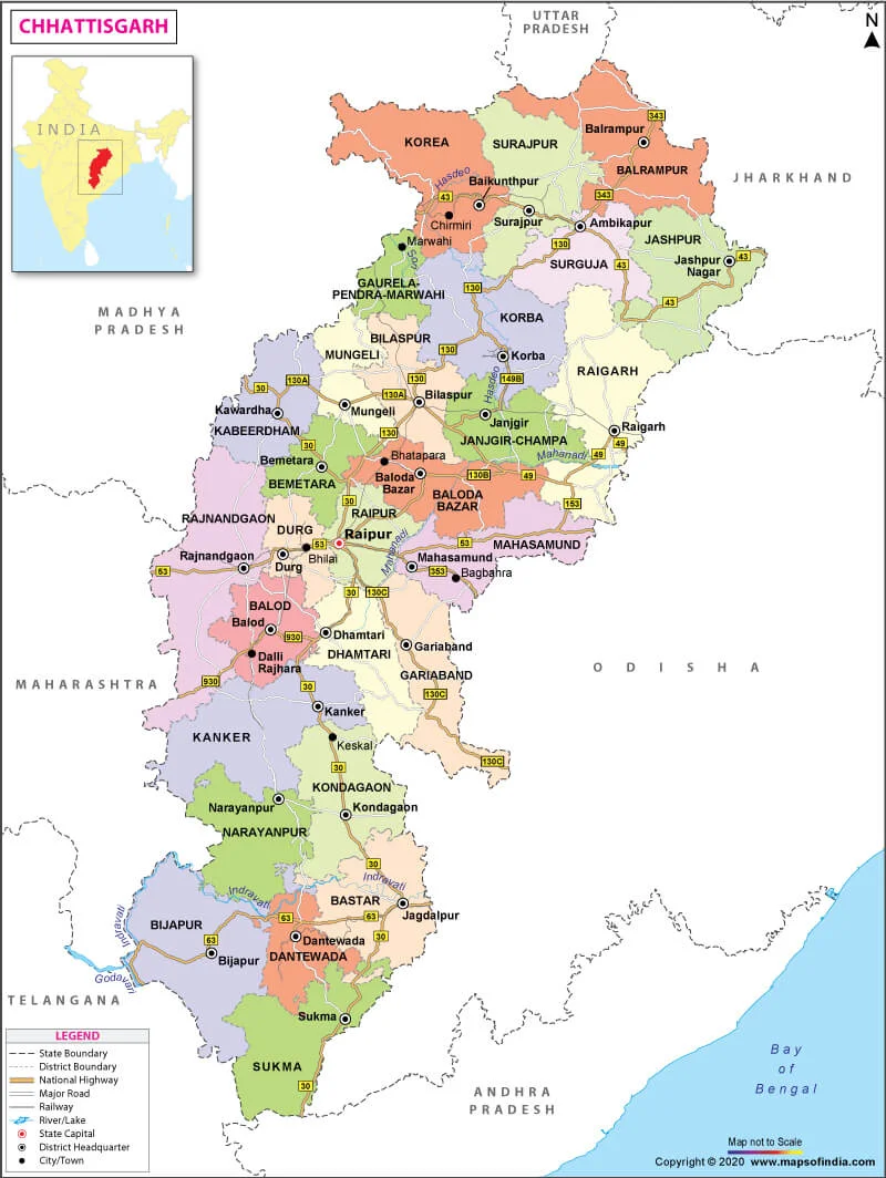 Map of Chhattisgarh