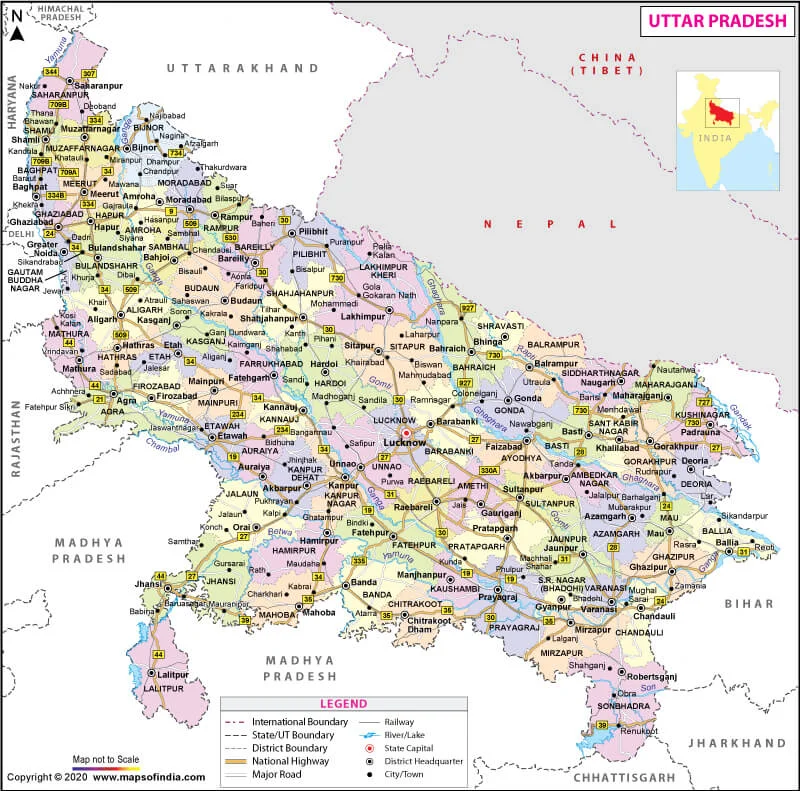 Map of Uttar Pradesh
