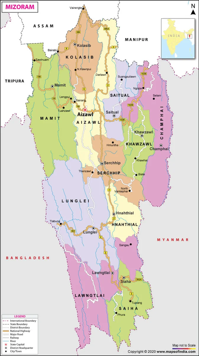 Map of Mizoram