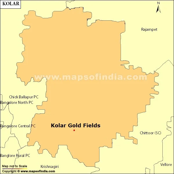 Kolar Gold Fields (KGF) location map