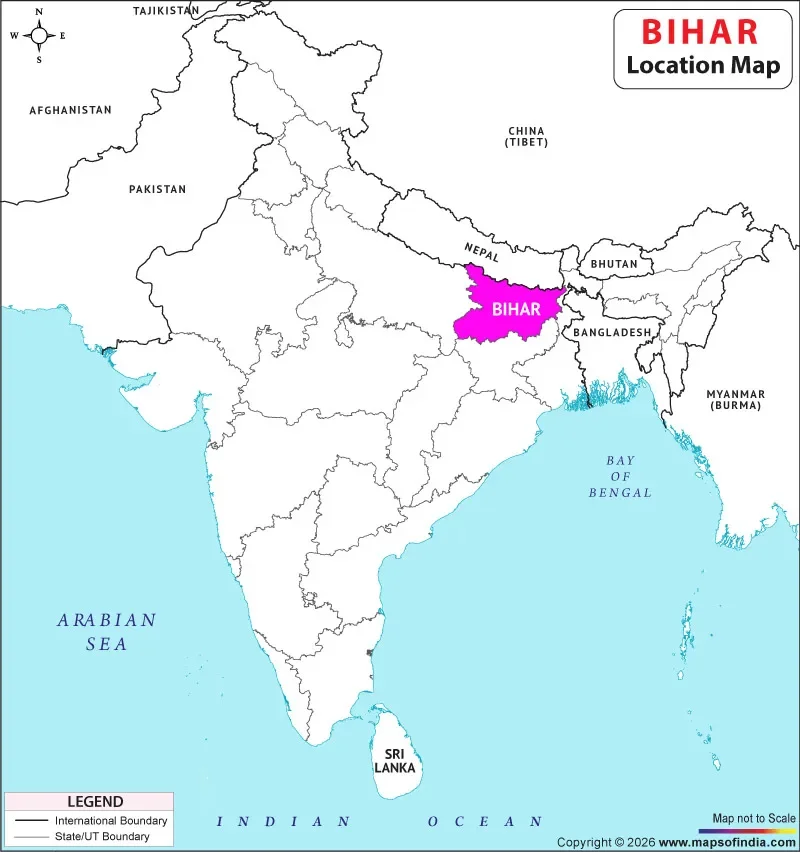 India Map highlighting Bihar