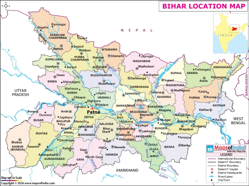 India Map highlighting Bihar