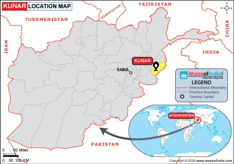 Kunar Location Map on Afghanistan