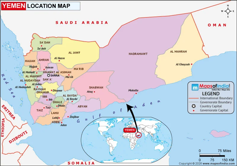Location map of yemen