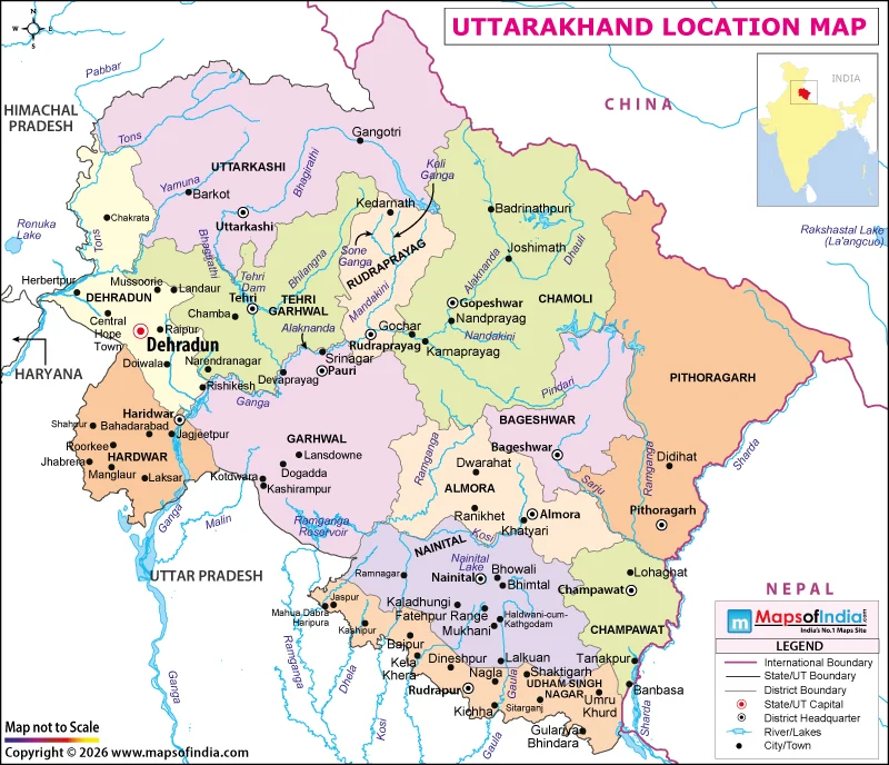 Uttarakhand Location Map