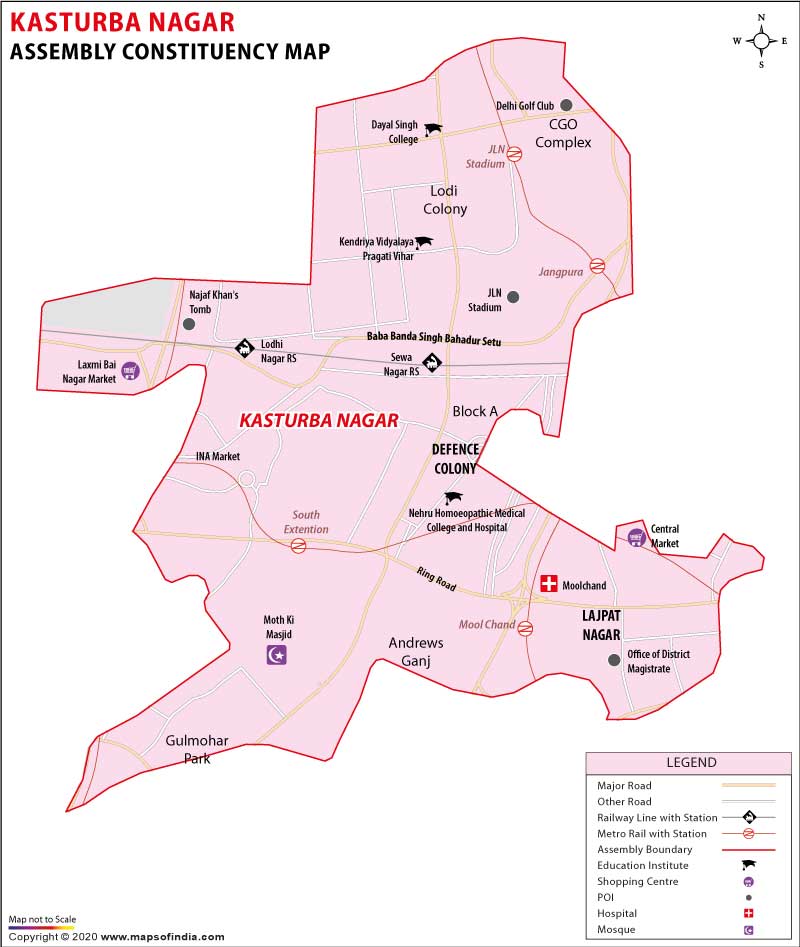  Contituency Map of Kasturba Nagar (sc) 2025