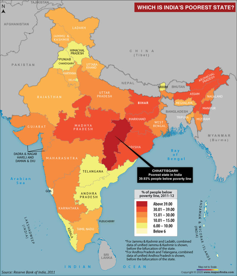 Map of India Showing the Poorest State Answers