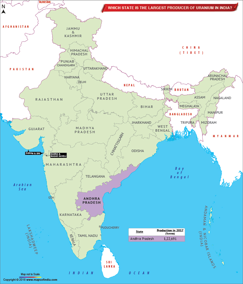 Which state is the largest producer of uranium in India?