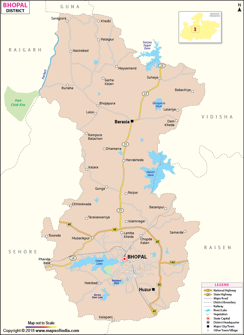 City Map Of Bhopal Bhopal District Map
