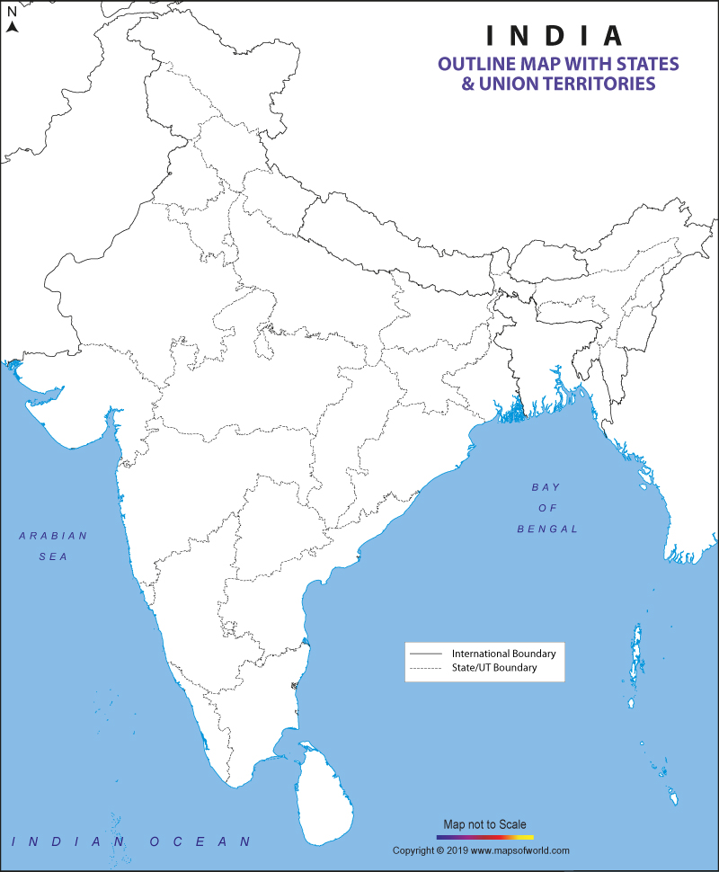 India Political Map Outline With Latitude And Longitude Images