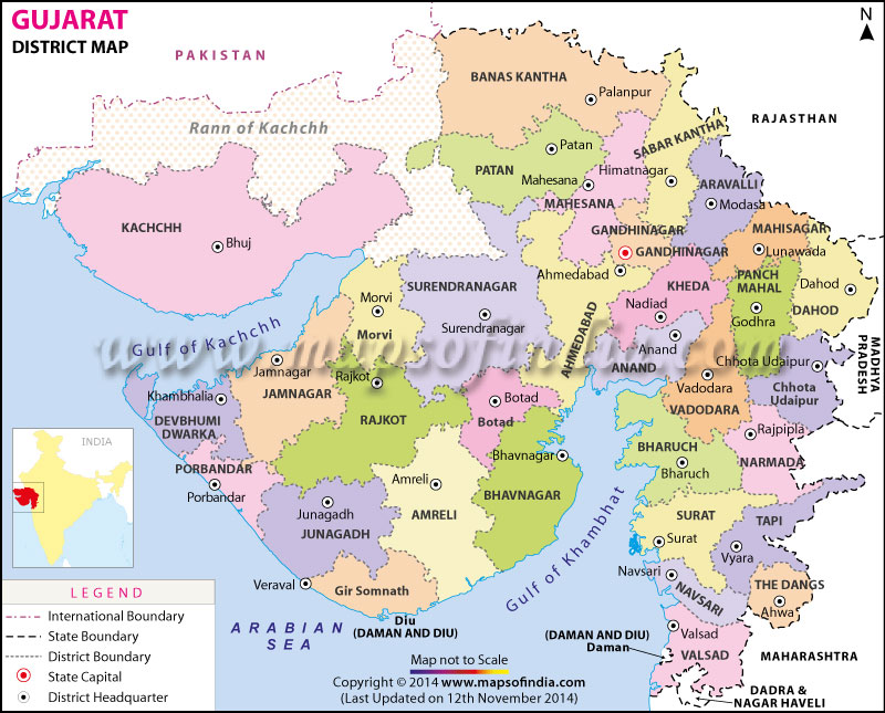 map of gujarat with district and taluka Gujarat Districts Map map of gujarat with district and taluka