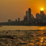 The setting sun at girgaum chowpatty