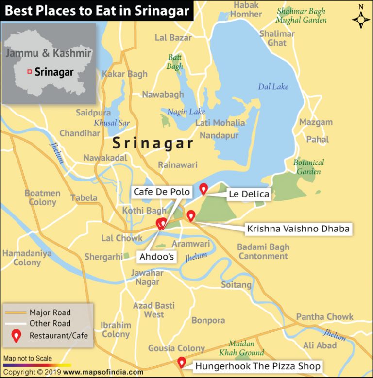 srinagar city tourist map