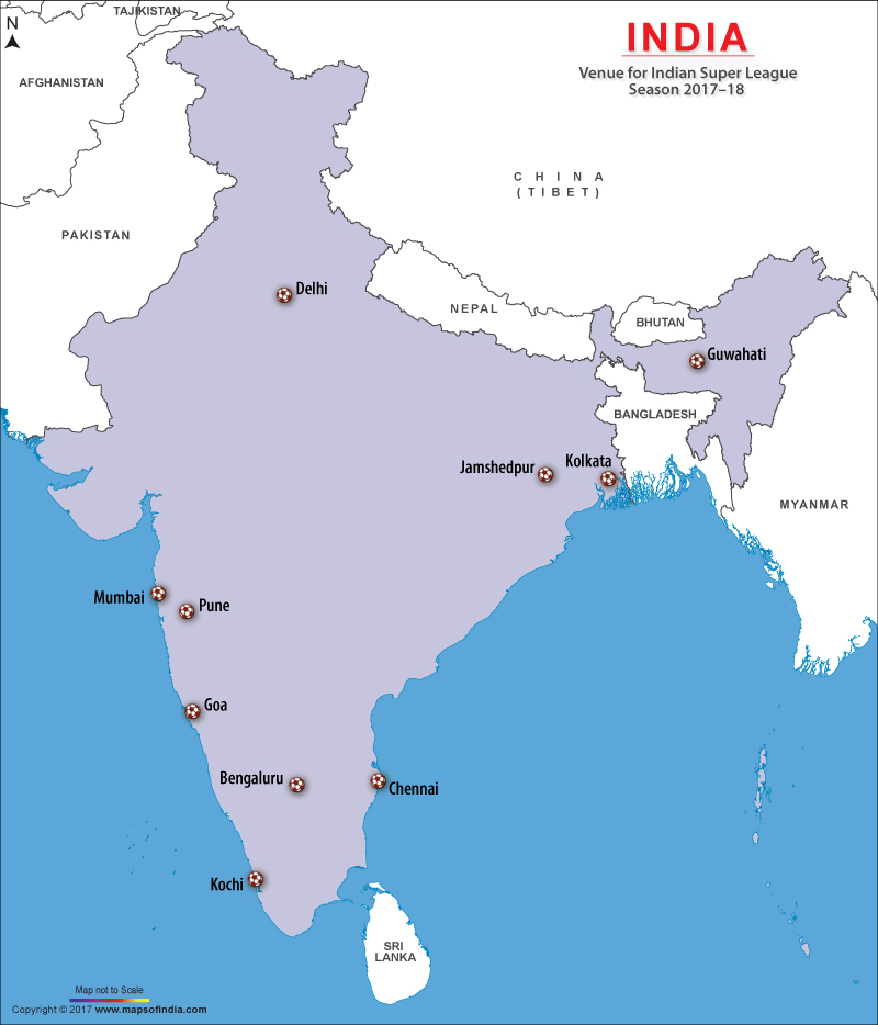 ISL 2017-18 Venue Map