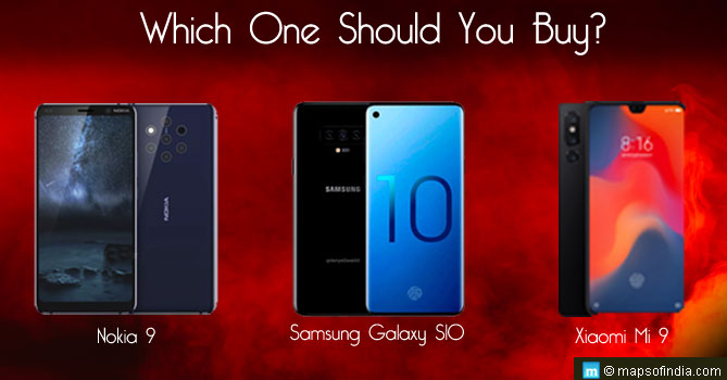Phones Comparison- Nokia 9 PureView vs Samsung Galaxy S10 vs Xiaomi Mi 9