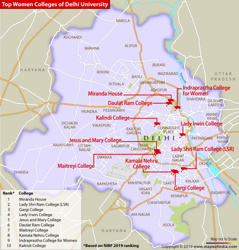 Top Women Colleges of DU Map