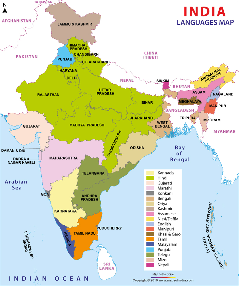 There are different languages which are spoken in India