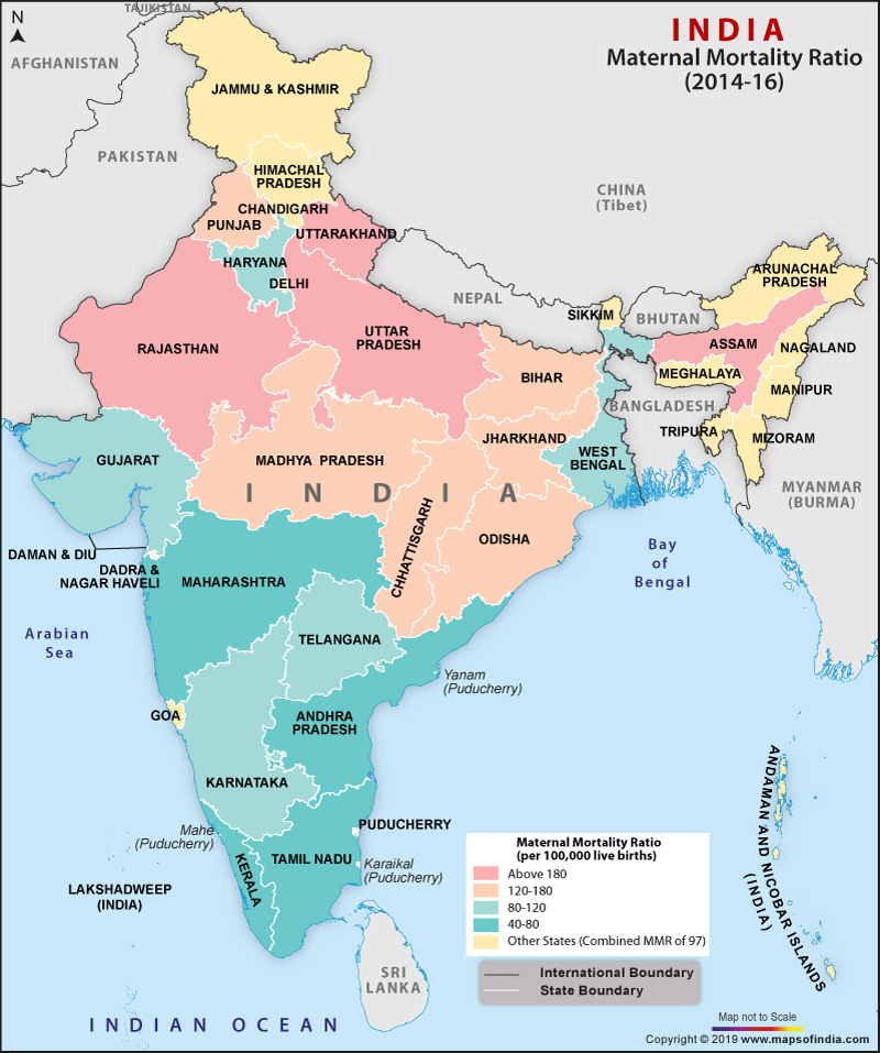 India Map Showing Maternal Mortality Ratio (MMR)