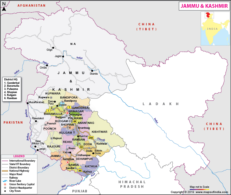 Map of Jammu and Kashmir