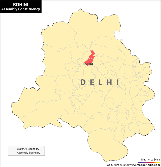 Map of Delhi Showing Location of Rohini Assembly Constituency