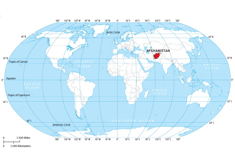 Afghanistan on world-map