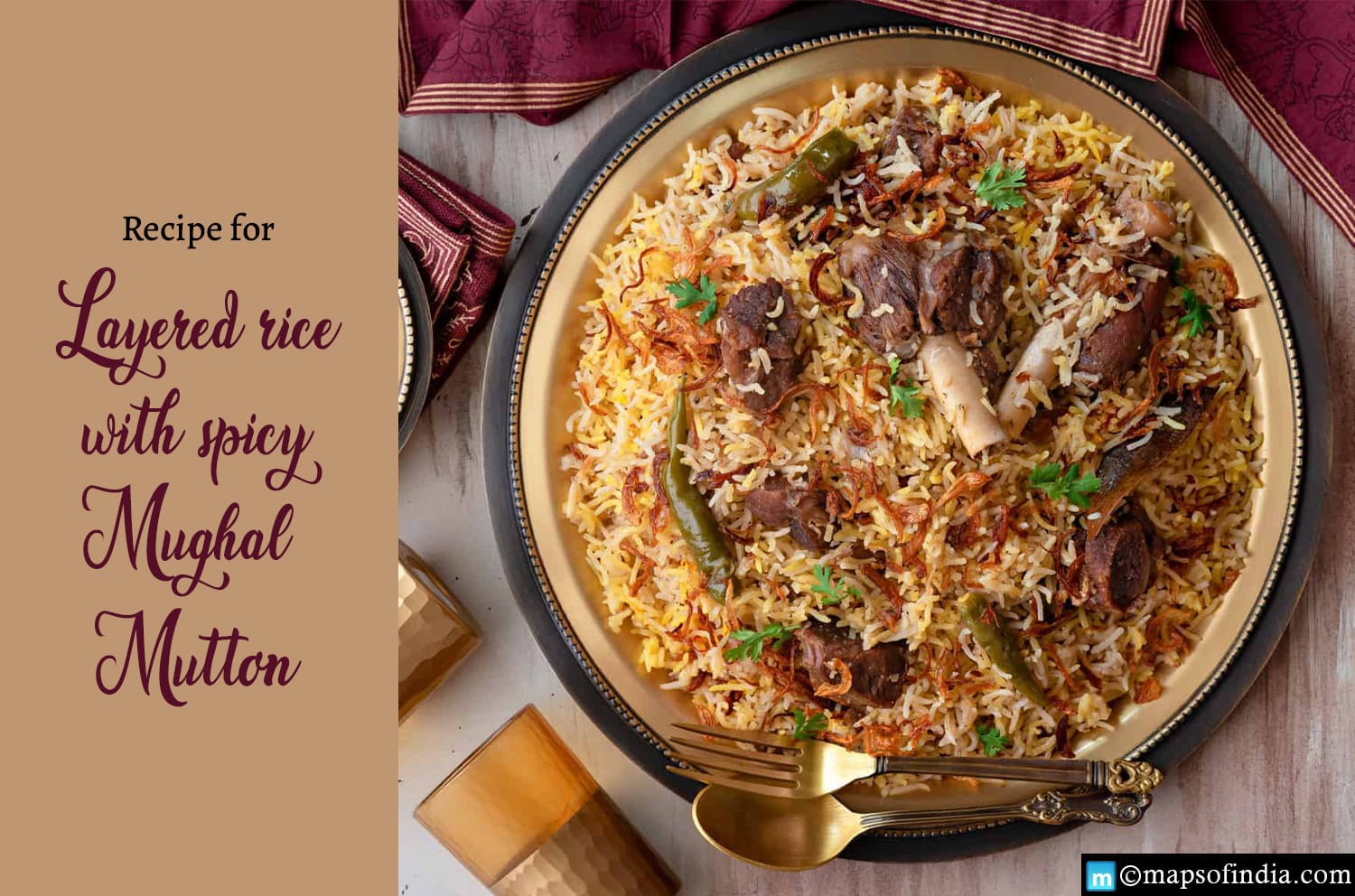 Recipe for Layered Rice With Spicy Mughal Mutton