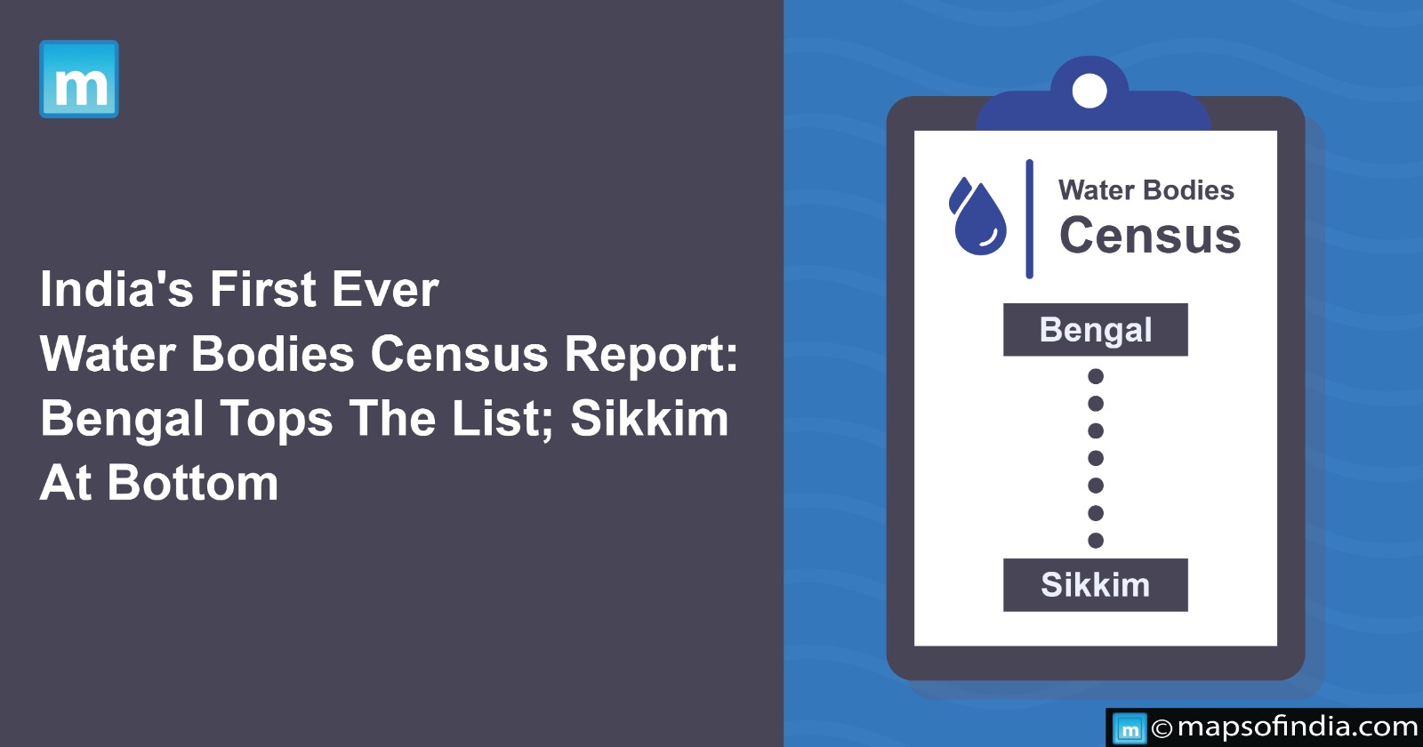 India's First-Ever Water Bodies Census Report: Bengal Tops The List; Sikkim At Bottom