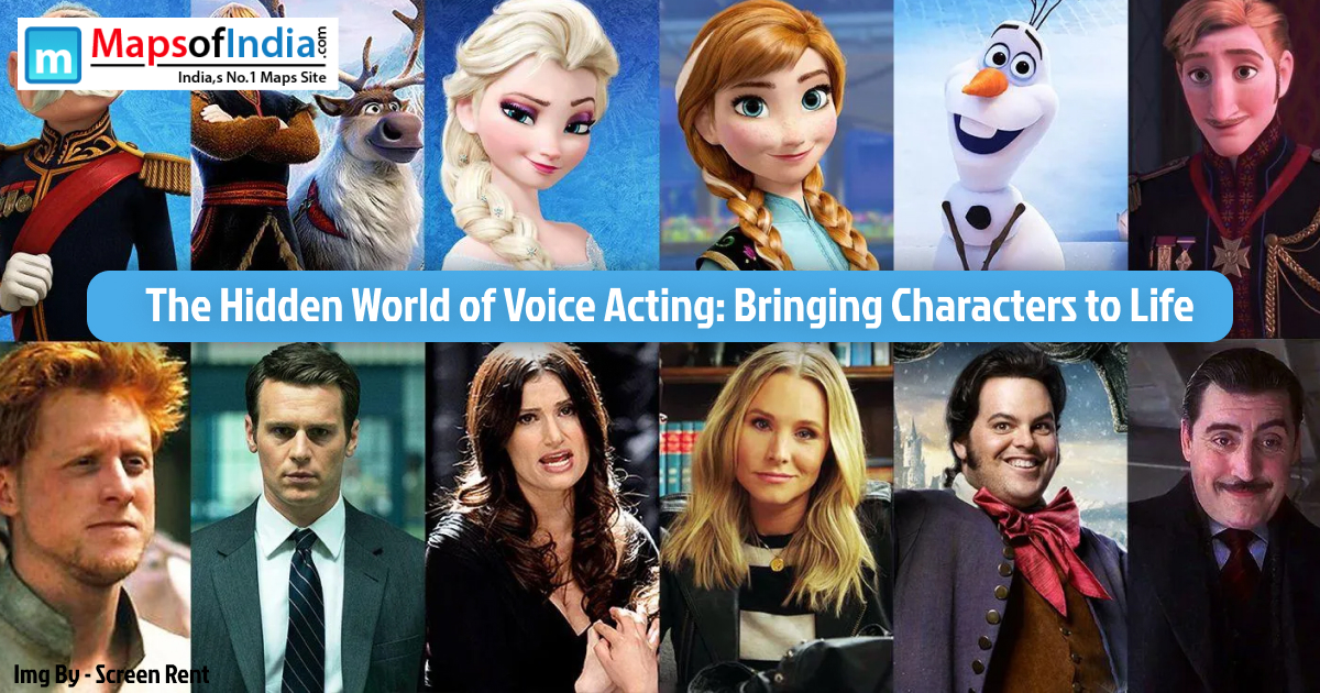 Collage showing famous animated movie characters alongside their voice actors, highlighting the hidden world of voice acting and how these talents bring characters to life