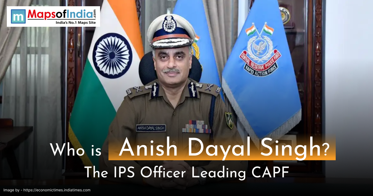 IPS officer Anish Dayal Singh, in uniform with Indian Flag behind