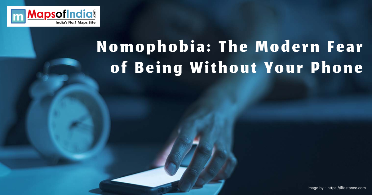 Person anxiously looking at their smartphone, illustrating nomophobia—the fear of being without a phone.